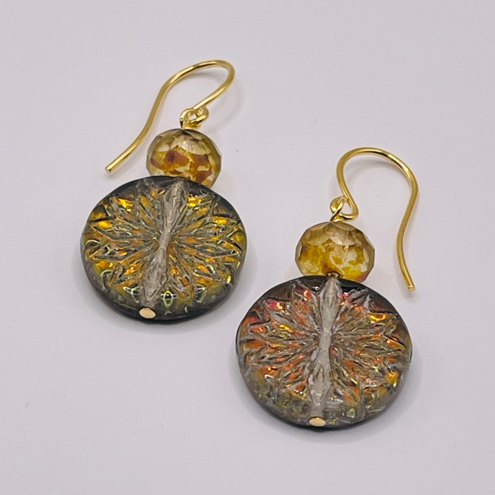 Gold Origami Flower Coin Earrings in Gold